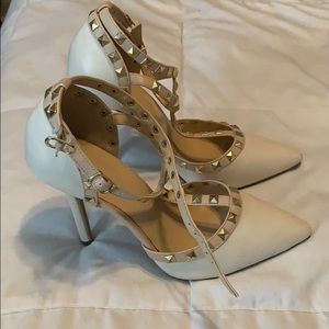 White studded pumps